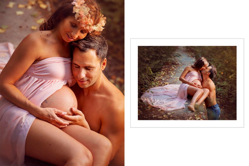 sesión de fotos de embarazada con pareja en exteriores